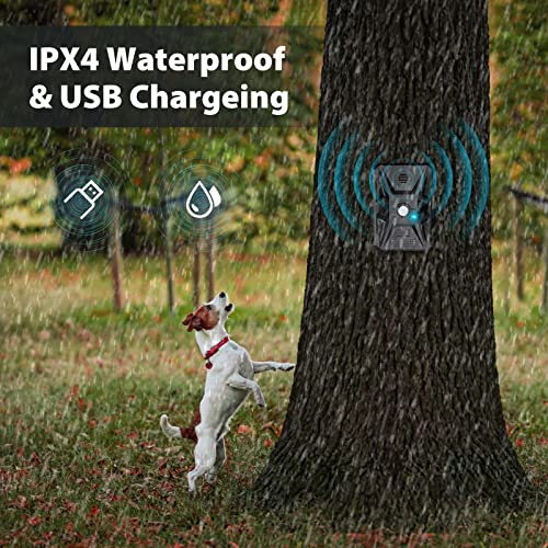 Queenmew Anti Bell Gerät Hunde, 3 Modi Antibell Ultraschall Gerät, 33 Fuß Stopp Hundebell Gerät, IPX4 wasserdichtes Antibell für Hunde für das Training Großer Kleiner Hunde im Freien und Innenbereich