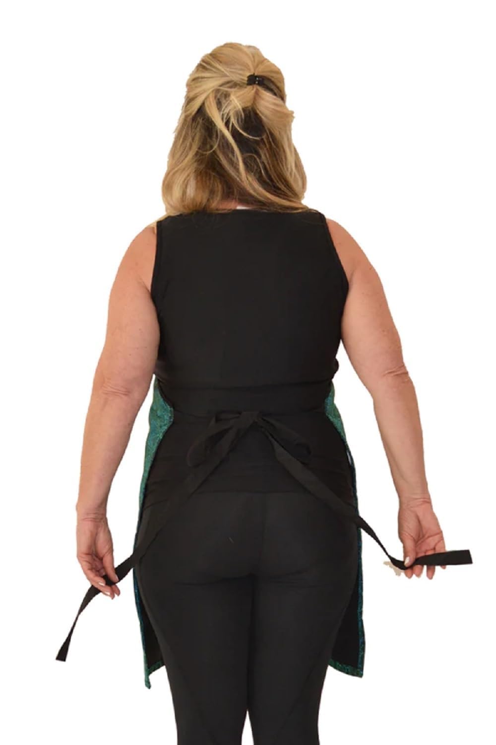 Ladybird Line 142 Green Sparkle Waterproof and Hair Resistant Apron with Adjustable Neckband and 2 Front Pockets, Ideal for Hair Stylists and Home and Kitchen- One Size Fits Most
