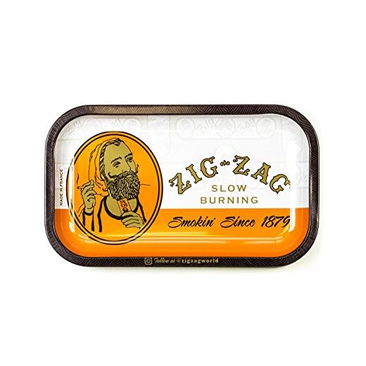Zig-Zag Rolling Papers - Small/Large Metal Rolling Tray - with Design - Essential Smoking Accessory (Classic, Small)