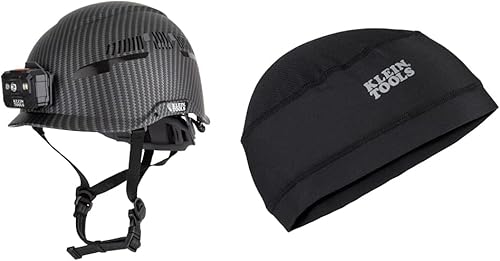 Casco duro, ala completa ventilada, patrón KARBN premium, lámpara recargable