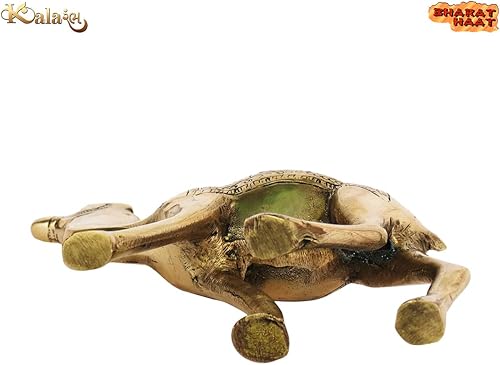 Miniatura 5 de Camello de latón para decoración de mandir en casa, oficina, artículos de regalo, arte coleccionable, artesanía, amarillo, 5.4 x 1 x 4.5 pulgadas