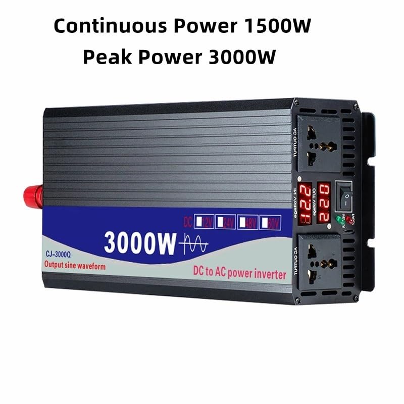 Solarwechselrichter, 3000/4000/5000W Wechselrichter DC 12V 24V 48V zu AC Konverter Transformator Solar Doppel Digitalanzeige Wechselrichter(3000W,72V_50HZ)