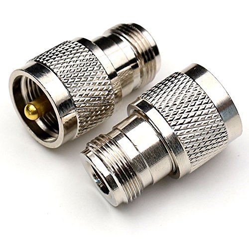 N Female to UHF Male Connector,TEZONG PL-259 Male to Coax Adapter CB UHF Radio coaxial Adapter 2Pack