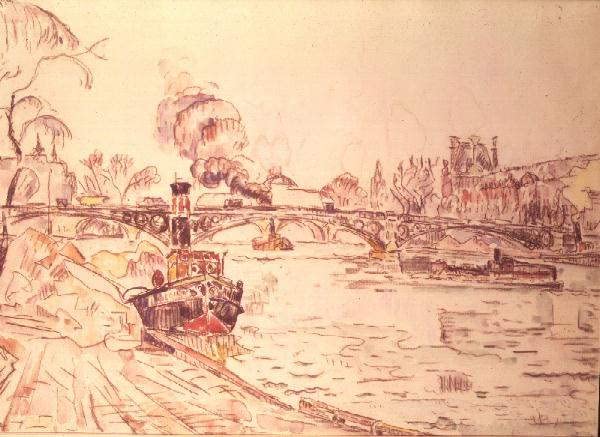 Toile 50 x 70 cm Paris par Paul Signac impression haute définition sans cadre premium