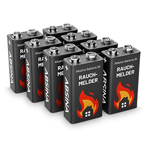 Rauchmelder Batterie 9V Block - 8er Pack Alkaline 9V Block Batterien langlebig & auslaufsicher - Blockbatterien für Feuermelder,