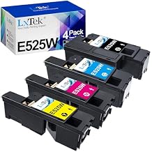 LxTek Remanufactured Toner Cartridge Replacement for Dell E525W E525 to use with E525W Color Laser Printer, 4 Pack 593-BBJX 593-BBJU 593-BBJV 593-BBJW