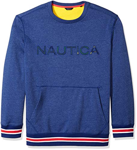 Nautica Men's Big Long Sleeve Crew Neck Fleece Sweatshirt, Bluedepths, 1XLT Tall