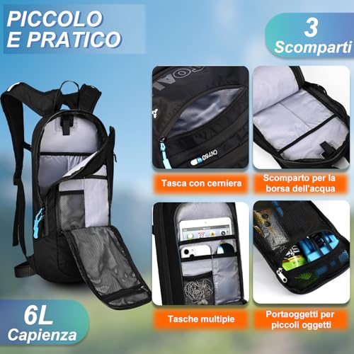 Local Lion Zaino Sci, Zaino Mtb Per Ciclismo 6L Idratazione Ultraleggero Zainetto Per Bicicletta Alpinismo Zaini Porta Sacca Acqua Backpack Di Campeggio Sport Moto Enduro Outdoor Unisex - 9