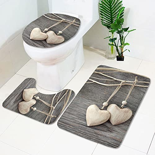 Badematten Set 3 teilig,Toilettenmatte Set,3er Badgarnitur Badezimmer Matte Set Dusch Bade Matte Vorleger Teppich 3D…