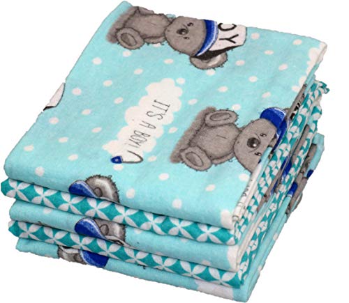 Babymajawelt® Moltontücher Flanell Weiss / Bunt Mix 70x80 cm, Schnuffeltuch Schmusetuch Spucktücher in 3er, 5er, 10er Sets (5 Stück Junge)