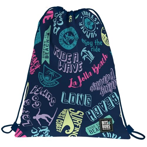 Sac à dos à cordons Grafoplás bleu 36x47cm avec poche zippée extérieure