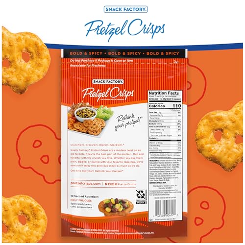 Image of Snack Factory Buffalo Wing Pretzel Crisps, Non-GMO, 7.2 OZ Resealable Bag, (Pack of 2)