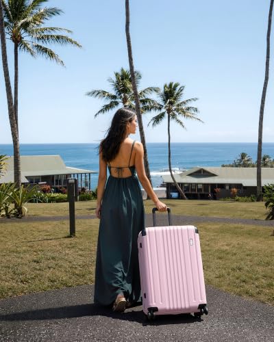 Image of Coolife Luggage, Lightweight and Durable Hardshell, 28 in, Light Pink