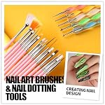 Teenitor Nail Art Brushes Nail Art Tools, Nail Brushes for Nail Art Kit with Nail Stickers, Nail Design Tools Nail Design Brushes Nail Gems, Nail Stuff Dotting Tools Nail Art Stickers Nail Supplies - Image 2