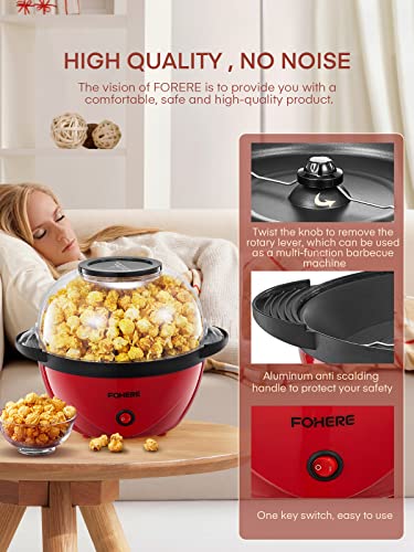 Popcorn Machine, 2-In-1 Automatic Stirring Hot Oil Popcorn Popper Maker & Grill Machine, Large Lid For Serving Bowl, 2 Measuring Spoons, Cleaning Brush, For Movie Night Kids Party Healthy Snacks #TOP3