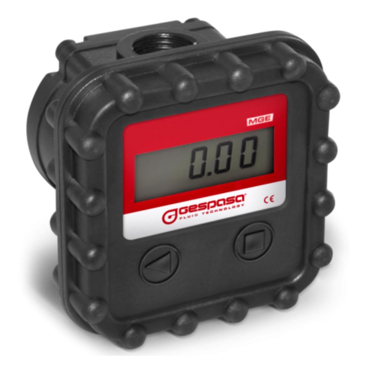 Medidor Electrónico de Gasoil MGE-40 - Caudal 2-50litros/minuto, Aluminio Industrial - Pantalla LCD, Salida 4-20mA - Certificación ATEX (Zonas Explosivas)
