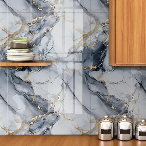 Image of WALLVEAR PE Foam Marble Wall Panel Sheet | Self Adhesive DIY Wall Covering (4, Dark Grey)