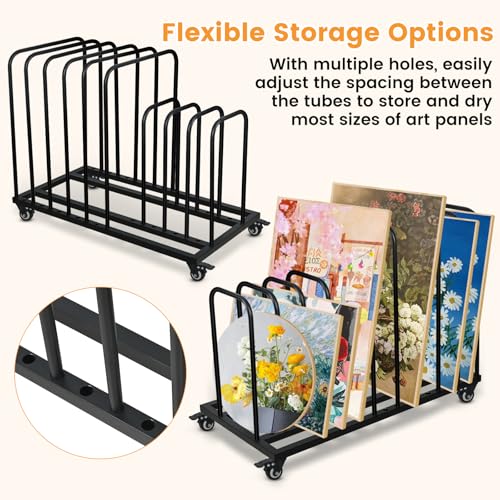 Image of Art Canvas Storage Rack,Art Storage Organizer with Wheels,Metal Art Drying Painting Rack for Canvas Boards, Panel, Crafts Drying,Ideal for Art Studios Workshops Home Use
