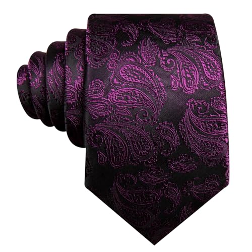 Image of Barry.Wang Men Ties Paisley Woven Silk Necktie Set with Pocket Suqare Cufflinks Formal