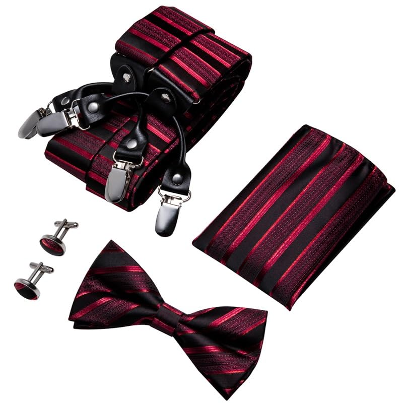 Set Hombre Tirantes y Pajarita de Seda Rayas miniatura 2
