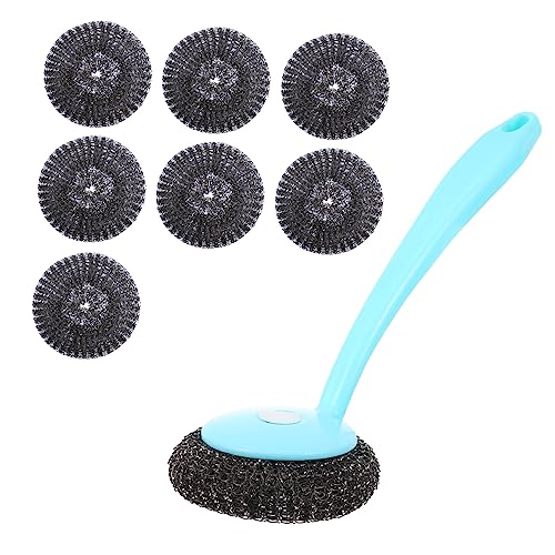 UTHCLO 1 Set Sturdy Steel Wire Cleaning Ball Brush Set Dishwasher Brush Holder for Kitchen Cleaning