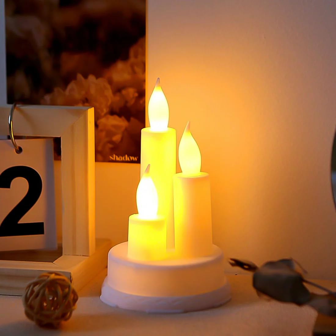 DeoDap Led Candles for Decoration - LED Taper Candles for Decoration, Battery Operated Candle Diya, Flameless, Smokeless & Decorative Night Lights for Diwali, Gifting & Home Decor (1 Pc/Warm White)-picture-10