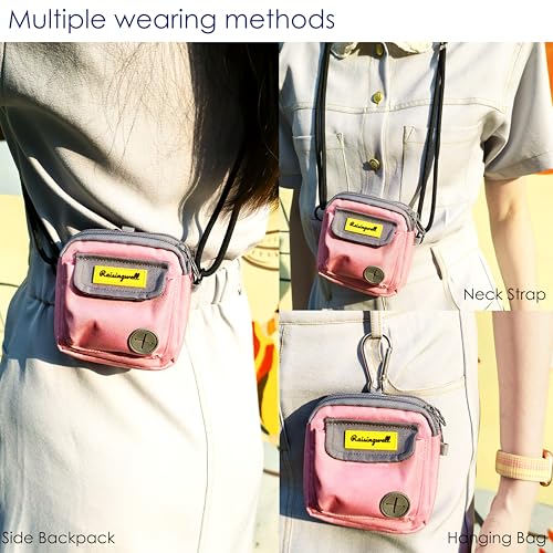 Raisingwell Dog Treat Pouch for Pet Walking and Training with Clicker Poop Bags and Three Bags Design Small Fanny Zipper Pack Holder for Puppy Snack Dispenser Kit for Leash and Outdoor Use (Pink) - Thumbnail 5