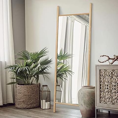PexFix Full Length Mirror Wood 65"x22", Wooden-Ladder Floor Dressing Mirror with Full Size in Bedroom, Living Room and Shopping Mall Cover