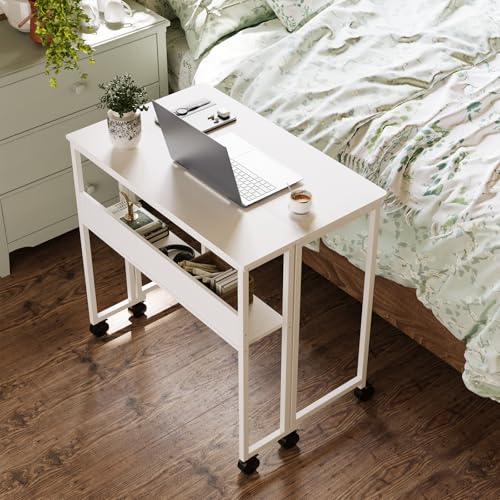 Table d'ordinateur pliante compacte blanche pour petits espaces et appartements - 6