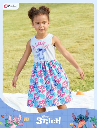 Image of Disney Minnie Mouse Princess Frozen Elsa Stitch Girls Dress Sleeveless & Short Sleeve Casual Summer Clothes Baby to Toddler