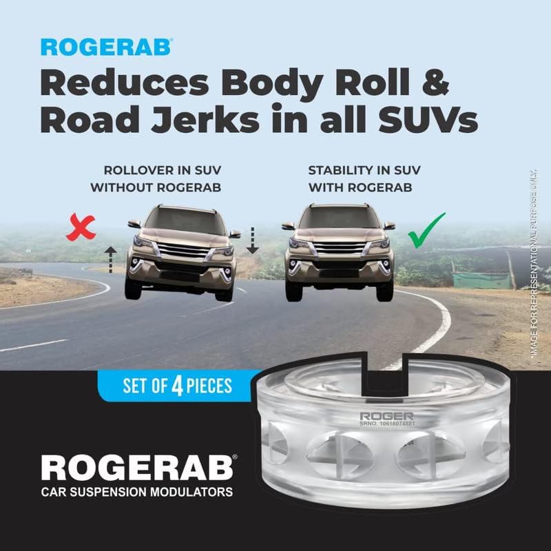 Image of ROGER Rogerab For All Cars (4 Pcs) Patented, ARAI Tested Car Comfort Enhancer For Reduced Road Jerks & Better Driving Comfort