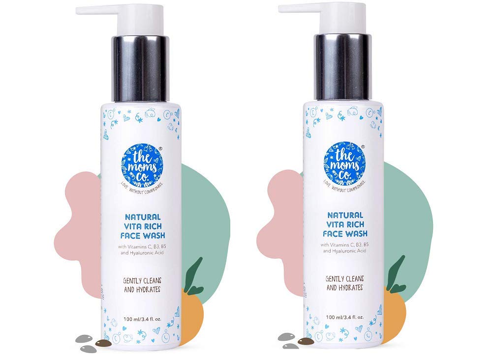 The Moms Co. Natural Vita Rich Face Wash with Vitamins C, B3 & B5, Neem Extract and Witch Hazel, 100ml (Pack of 2)