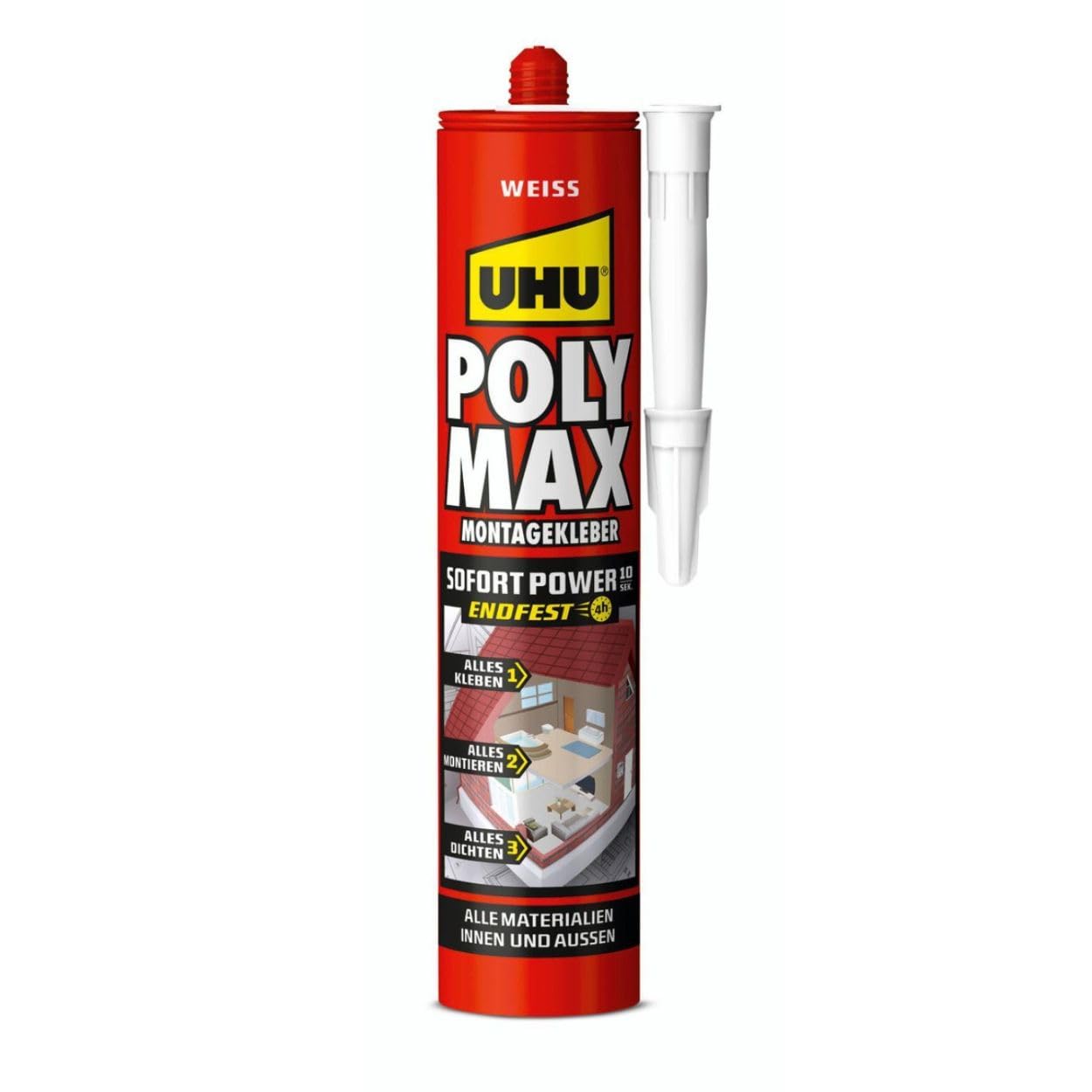 UHU 47230 POLY MAX 10 SEKUNDEN SOFORT POWER Kartusche, weiß, 440g