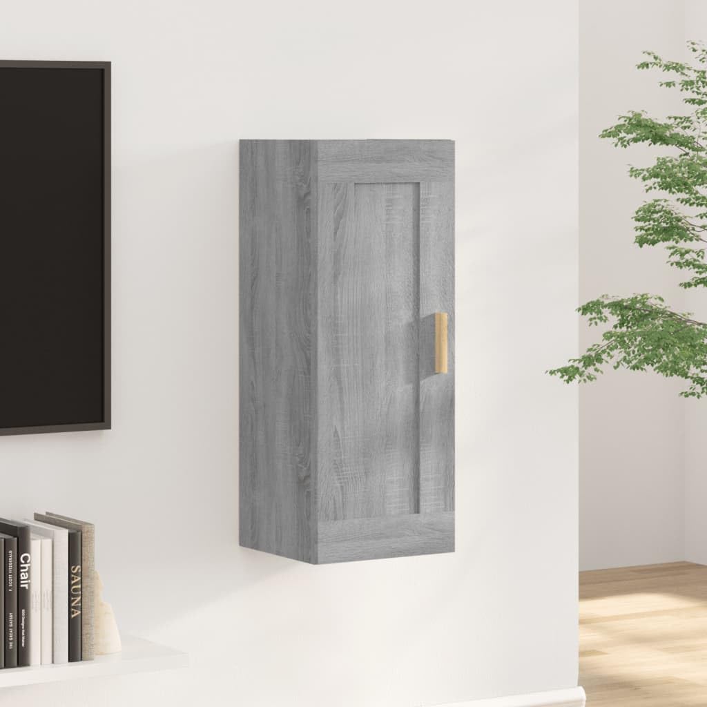 Meuble de rangement salon en bois d'ingénierie gris 35x34x90 cm