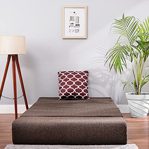 Image of Convertible Fabric Sofa Cum Bed | Foldable Double Foam & Washable Cover with Cushions | Modern Design Use Living Room & Guest Room (Coffee-Multi-Oval, 3X6 Ft)