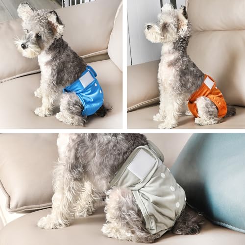 Wegreeco Washable Reusable Premium Dog Diapers, Medium, Natural Color, for Female Dog, Pack of 3