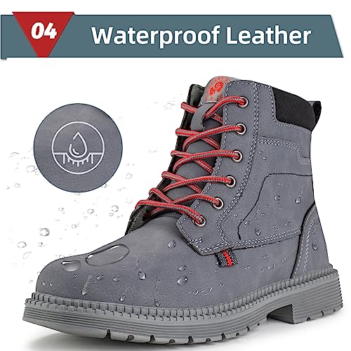 Image of ANGRYRAM Winter Steel Toe Work Boots for Men Fleece Lined Winter Safety Boots Men's Slip Resistant Safety Construction Shoes Indestructible Industrial Boots