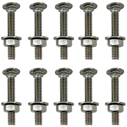 Image of (25) 1 /4-20 x 1.75 inch- 304 (18-8) Grade Stainless Steel Carriage Bolts Screws Dome Head Nuts & Washers Included for Trailer Deck Floors headboards-Rust Resistant by BRAUNY BOY- Qty (25)