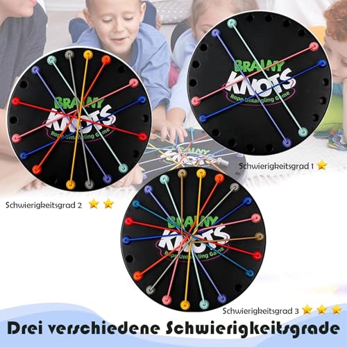 Brainy Knots, Rope Challenge Spiel, Twisted Seil Puzzlespiel, Logik Spiele Knot für Kinder ab 3, Familie Party Spiel für 2 Bis 4 Spieler
