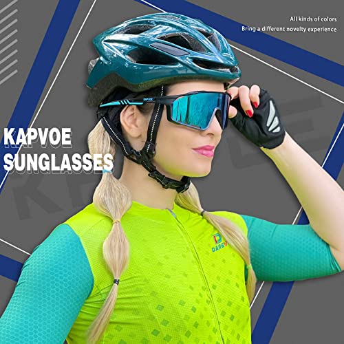 Kapvoe Polarized Cycling Glasses For Men Women Mtb Glasses Mountain Bike Glasses Tr90 Sport Sunglasses Bicycle Riding Glasses Biking Glasses Road Bike Sunglasses Running Golf Cycle Glasses Blue #TOP1