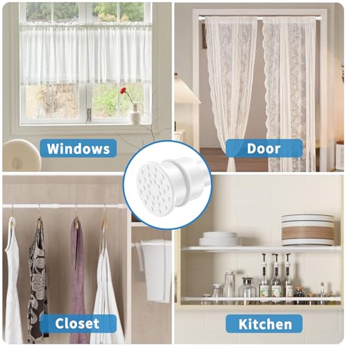 Image of AIZESI 2 Pack Tension Curtain Rods for Windows 27 to 38 inch, Adjustable Expandable Pressure Spring Curtain Rods No Drilling, White Tension Rods for Bedroom Closet Door
