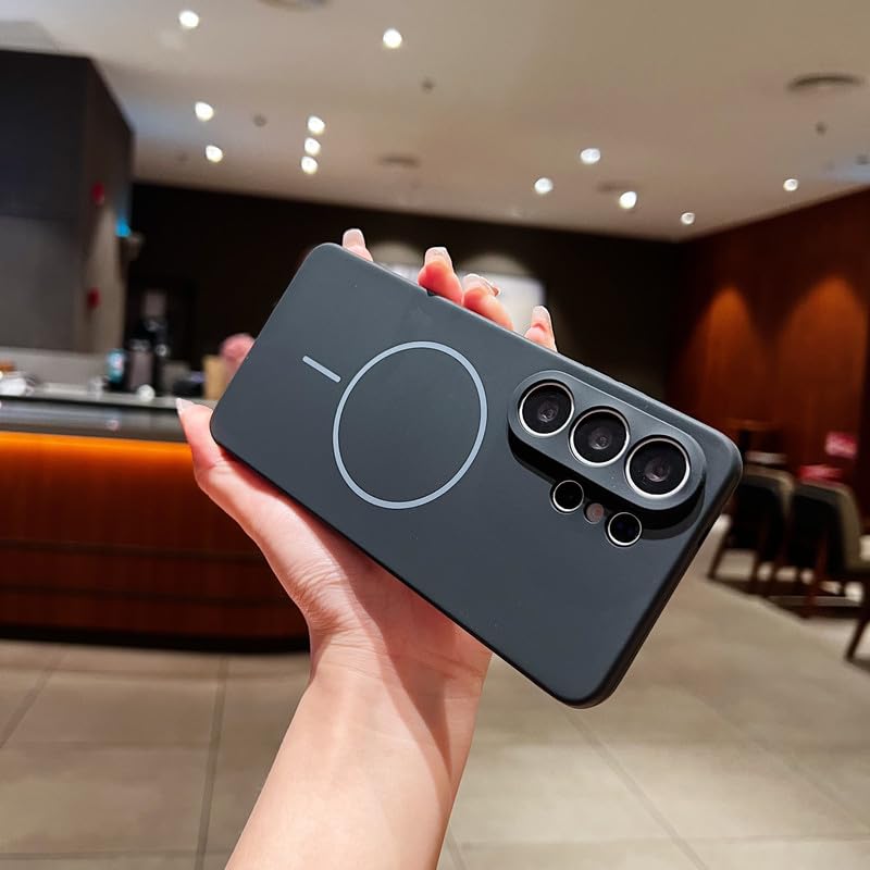Image of LuxuryKase Silicone Magnetic Case for Samsung Galaxy S26 Ultra | Soft Microfiber Lining | MagSafe Support | Shockproof Protective Cover | Precise Cutouts | Slim Fit Design - Black