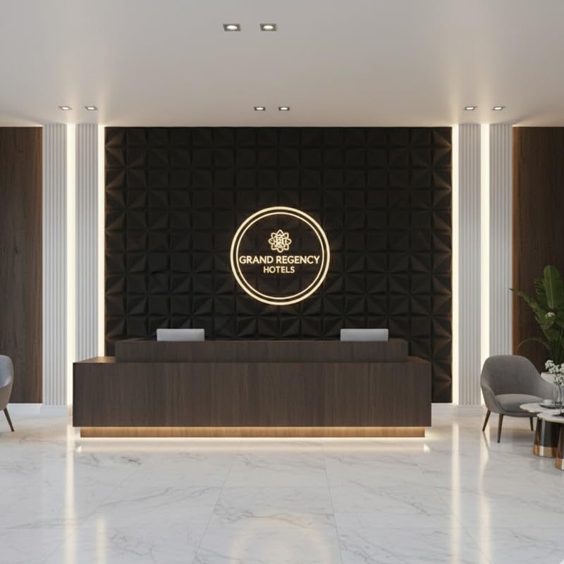 Image of Kayra Decor Wall Panels for Bedroom PVC Bloom Design, Black Color 19.7 inch x 19.7 inch (Pack of 18) - Covers 48.51 Sq. Ft.