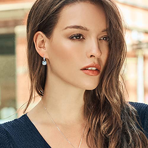 Gem Stone King 11.00 Cttw Simulated Aquamarine Dangle Earrings For Women | 925 Sterling Silver | March Birthstone | Cushion Cut 30X12MM | Fine Jewelry Gifts for Her Mom Women Wife3