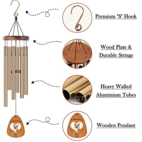Image of Personalized Custom Wind Chimes Memorial Gift for Loss of Loved One Mother Dad Mom Dog Pets Customized Outdoor Sympathy Wind Chimes with Photo Text