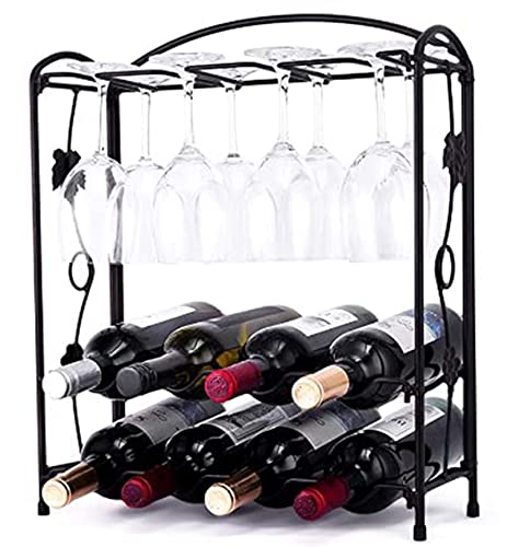 8 Bottle Wine Rack and Glass Holder