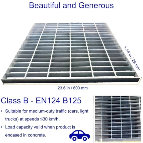 Image of Galvanized Steel Drain Grate, Driveway Channel Cover 24x24 in