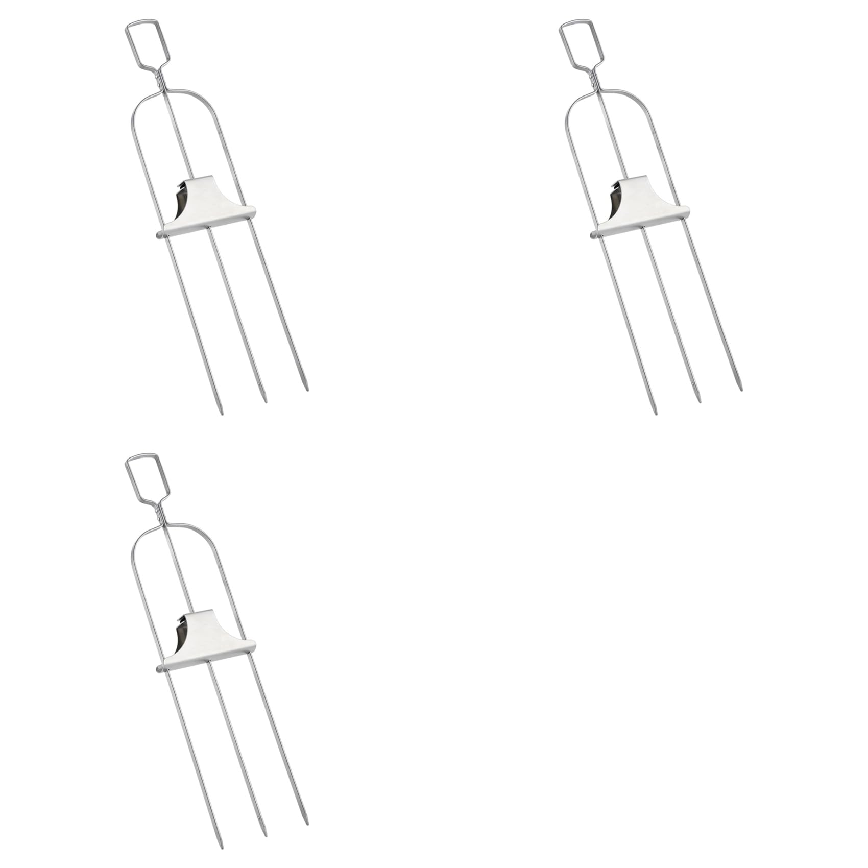 Hndhbfgrt 3X 3 Way Skewers,Metal Skewers for Grilling, 3-Prong Barbecue Skewer,Metal Grill Skewer with Push Bar Slider