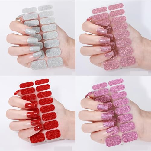 Nails Gel Stickers with UV Light Starter Kit,Semi Cured Gels Nails Strips,Salon Quality, Long Lasting for Home DIY (4PCS) Alternate view