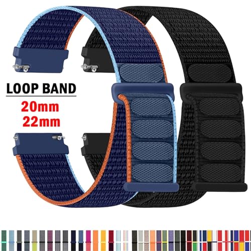 Bracelet nylon respirant 22mm pour montre connectée Huawei GT et Galaxy